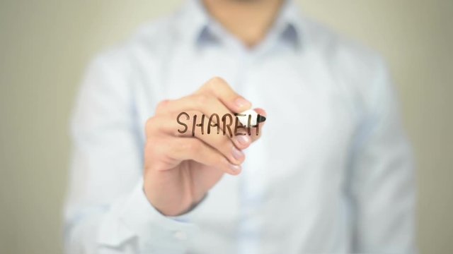 Shareholder,  Man writing on transparent screen