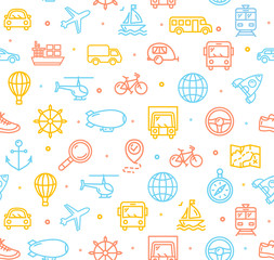 Travel and Transportation Background Pattern. Vector