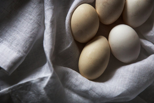 Close-up of some eggs on a table