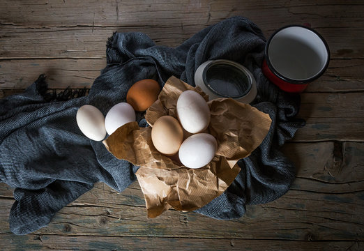 Close-up of some eggs on a table