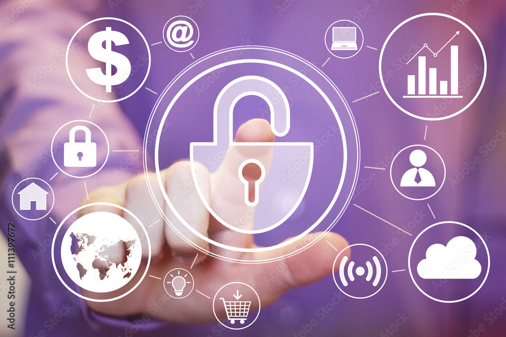 Poster button lock security business web virtual
