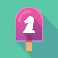 Long shadow ice cream icon with a  knight   chess figure