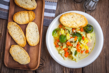 Bowl of minestrone soup.