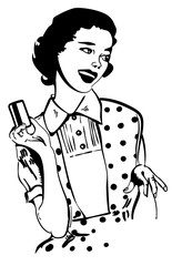 Retro woman with credit card