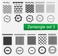 Zentangle Vector seamless patterns and brushes set , hand drawn frames Monochrome hipster prints, backgrounds with linear doodles