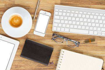 Office table with gusgets and supplies