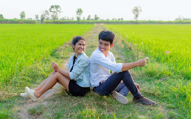 happy moment of thai adult couple wedding