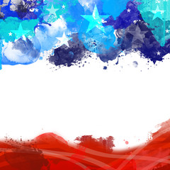 A header footer illustration with United States flag colors on Memorial Day