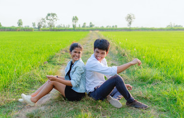 happy moment of thai adult couple wedding