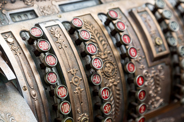closeup vintage cash register