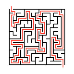 Vector maze, labyrinth illustration with solution.