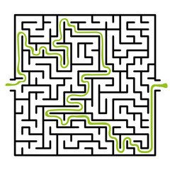 Vector maze, labyrinth illustration with solution.