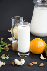 milk with orange almonds apple mint