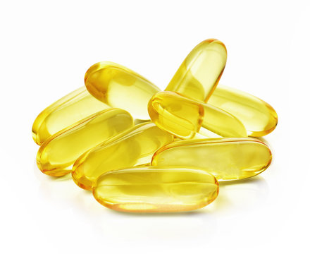 Fish Oil Capsules On White Background