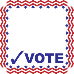 Obraz premium American red white and blue frame with checkmark and the word VOTE