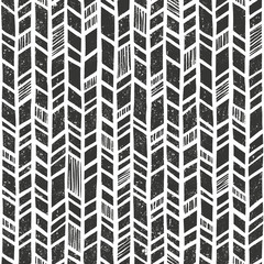 Vector hand drawn tribal pattern. Seamless primitive geometric background with grunge texture. - 111403288