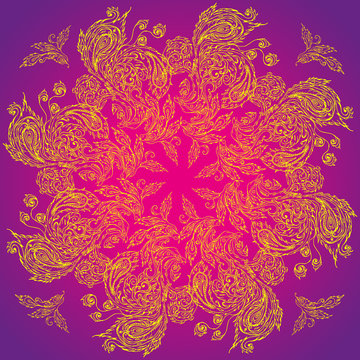 Mandala. Beautiful vintage round pattern. Hand drawn abstract ba