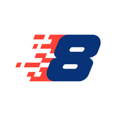 Number eight logo. Number with abstract checkered flag.