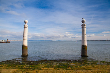 Famous Columns Wharf (Cais das Colunas) at Commerce Square, Lisb