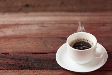 Coffee cup on a wooden table.