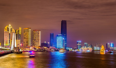 Shanghai skyline above the Huangpu River at night