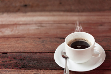 Coffee cup on a wooden table.