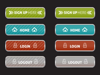 set of web button home, sign up, login and log out