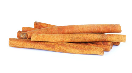 Spice cinnamon on white background
