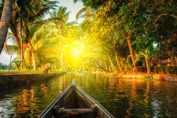 Foto op Plexiglas Kanoën in de backwaters van Kerala © Dmitry Rukhlenko