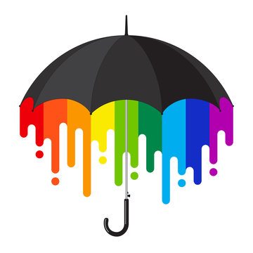 Rainbow Black Umbrella