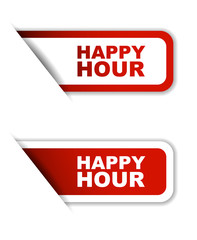 red set vector paper stickers happy hour