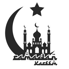 Crescent moon and mosque, islamic silhouette celebrations