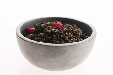 Chinese tea with rose buds