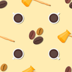 coffee barista deco seamless pattern.