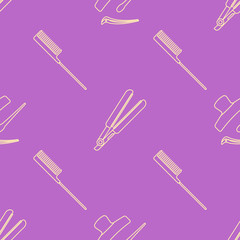 deco hairdresser tools seamless pattern.