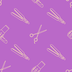 deco hairdresser tools seamless pattern.