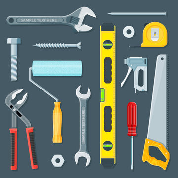 remodel construction tools illustration set.
