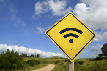Wifi access road sign concept in rural area - 111412426