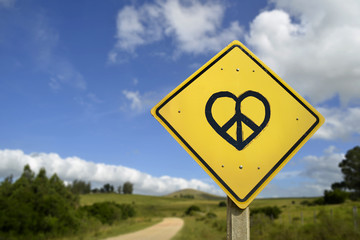 Dream of peace and love road sign icon concept
