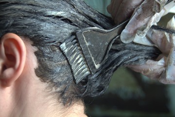 hair coloring in a beauty salon