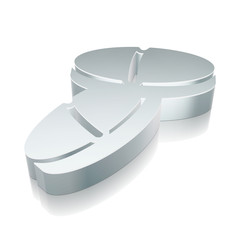 Health icon: 3d metallic Pills with reflection, vector illustration.