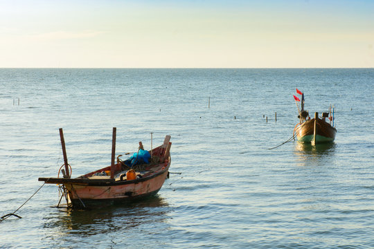 Small wooden fishing boat in Thailand
