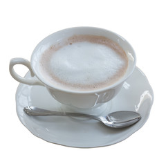 Fresh coffee in white cup