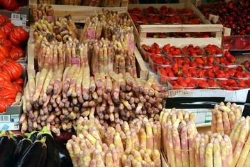 Asparagus on a market. Asparagus white.   