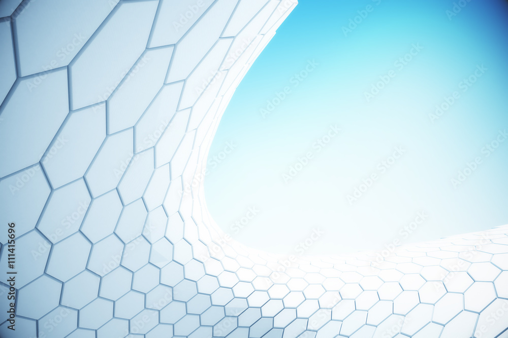 Poster white hexagon pattern