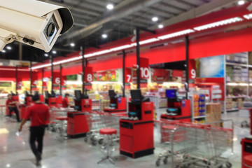 CCTV Security Camera operating in counter service cashier.