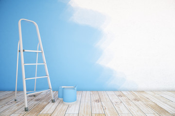 Unfinshed blue room