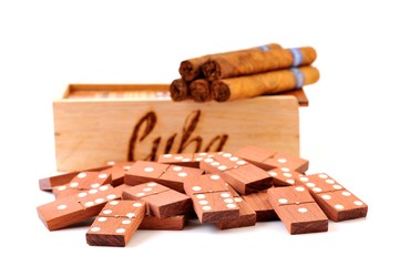 Cuba souvenir.  Cuban cigars and domino. 