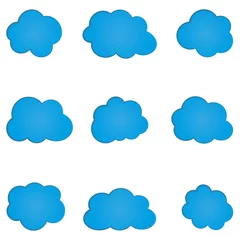Meubelstickers Set of simple abstract blue cloud. Nine elements. © Anne Punch