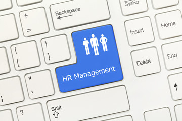 White conceptual keyboard - HR Management (blue key)